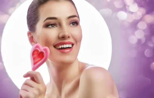 Joy, smile, glare, background, mood, makeup, hairstyle, hearts