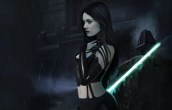 Girl, Star Wars, Style, Sword, Fantasy, Star wars, Lightsaber, Art