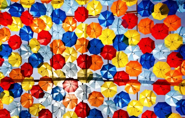 Picture umbrellas, colorful, a lot