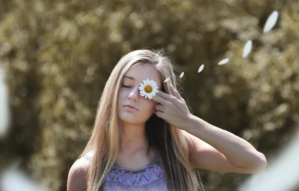 Girl, mood, Daisy