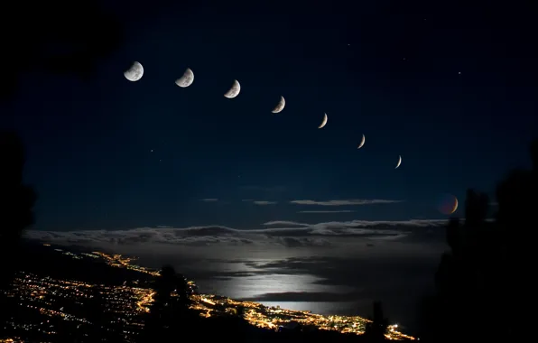 Picture the city, lights, The moon, Eclipse