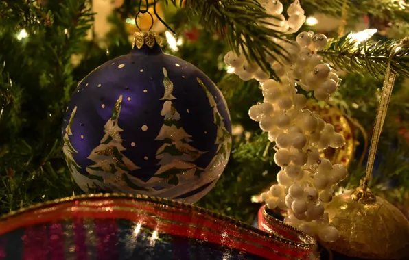 Toys, tree, new year, Christmas