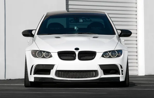 White, asphalt, strip, bmw, BMW, white, the front, e92