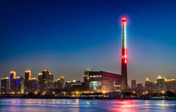 Picture the sky, night, neon, China, Shanghai, fireplace, The Huangpu River