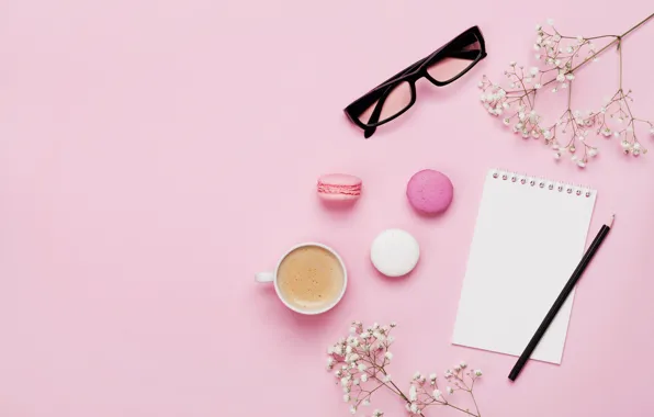 Picture flowers, coffee, love, pink, pink, flowers, beautiful, cup