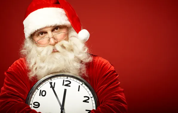 Watch, glasses, beard, Santa Claus