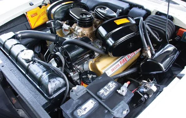 Coupe, 1957, retro cars, under the hood, DeSoto, Chrysler Corporation, retro cars, DeSoto Adventurer Hardtop