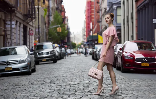 Picture look, girl, the city, style, street, dress