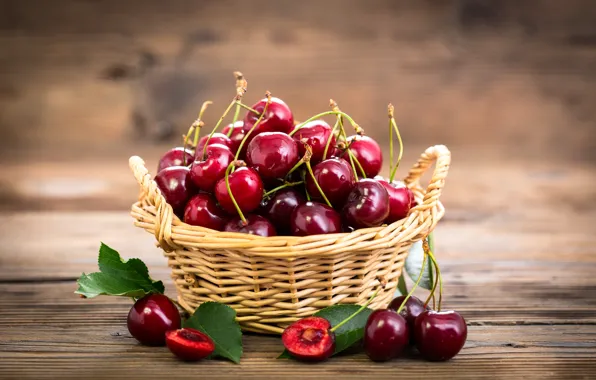 Berries, basket, fresh, cherry, fruit, ripe, cherry