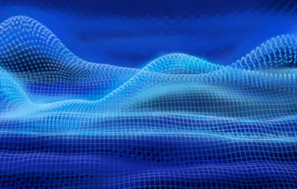 Waves, blue, fractal, by ParallelVision