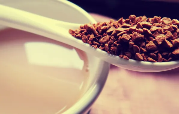 Picture coffee, grain, hammer, spoon, Cup, drink