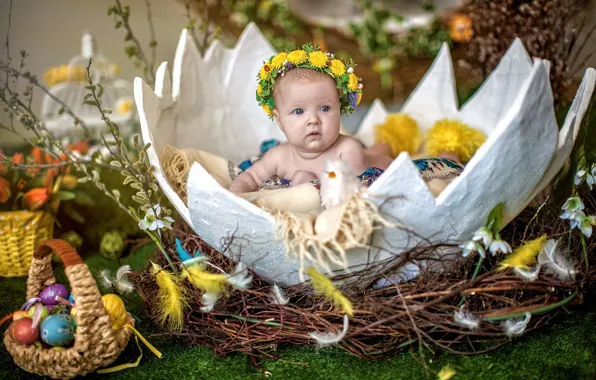 Egg, child, Easter, socket, Verba, baby, eggs
