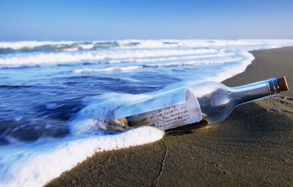 Sea, bottle, message