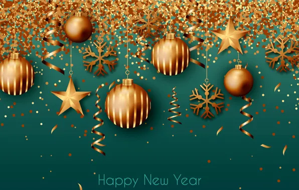 Stars, decoration, background, gold, Christmas, New year, golden, christmas