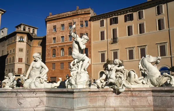 Picture home, Rome, Italy, fountain, Piazza Navona