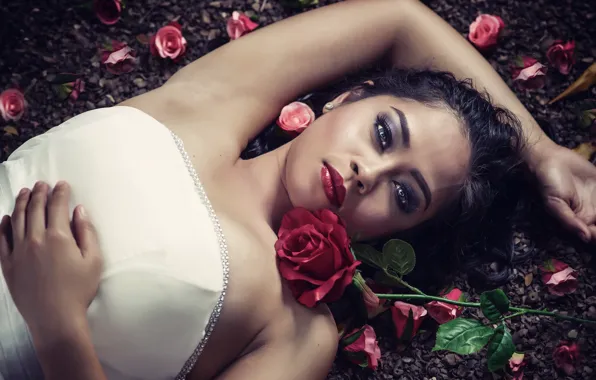 Picture girl, roses, Jackie