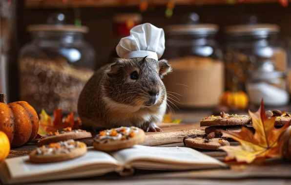 Autumn, look, pose, holiday, hamster, pumpkin, pumpkin, Halloween