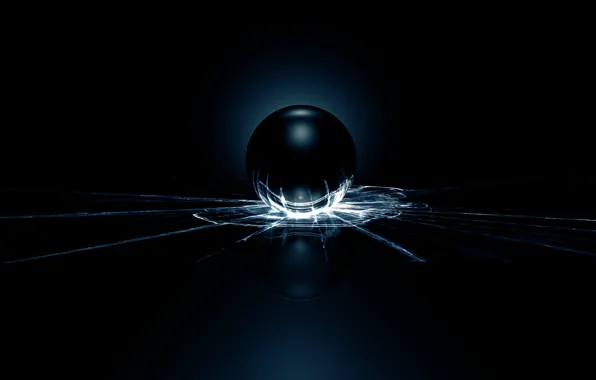 Glass, light, cracked, ball