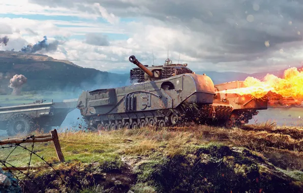 Picture The game, Fire, UK, Tank, Game, War Thunder, Churchill Crocodile