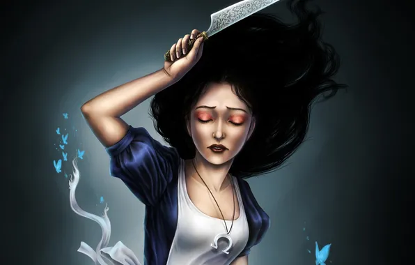 Butterfly, the game, Alice, knife, Alice Madness Returns