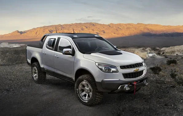 Concept, mountains, grey, background, Chevrolet, Colorado, jeep, SUV