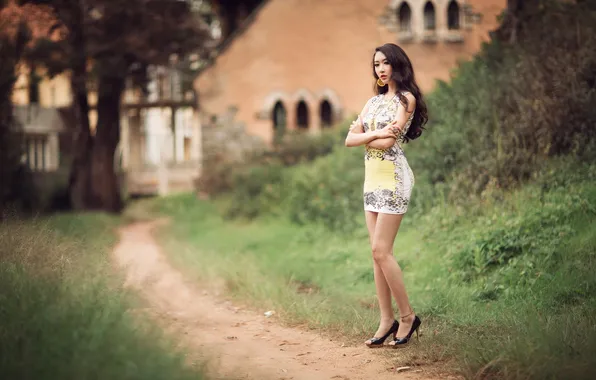 Girl, background, Asian