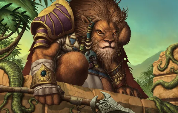 Leo, armor, jungle, spear