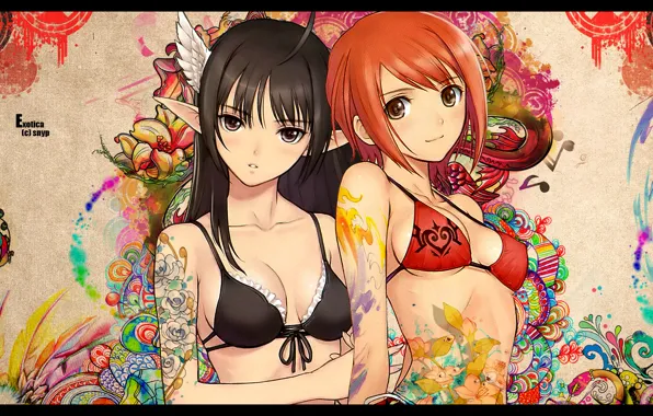 Girls, patterns, bikini
