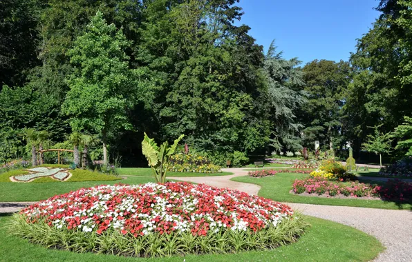 Park, France, track, trees, France, parks, Saint-Ome