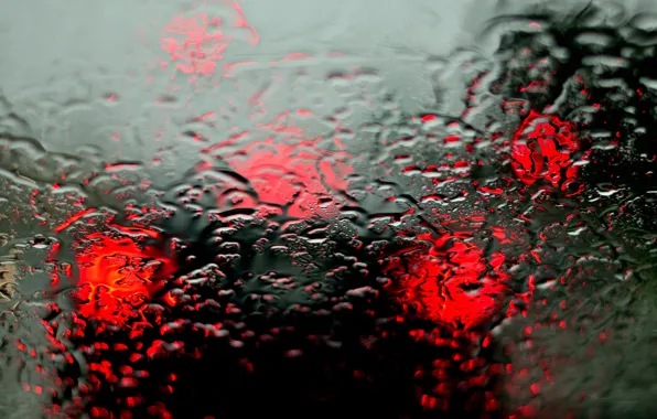 Picture machine, glass, drops, rain, lights, blur