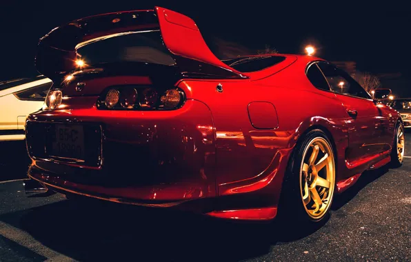 Picture Night, Red, Machine, Red, Toyota, Car, Parking, Drives