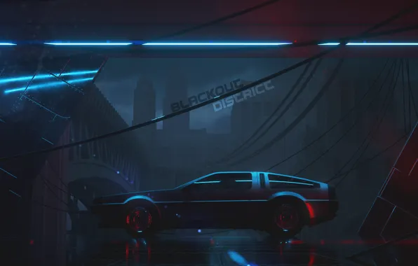 Auto, Night, Music, The city, Machine, Style, DeLorean DMC-12, Art