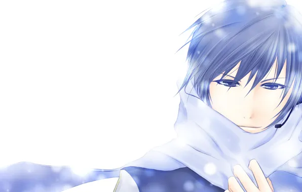 Snow, scarf, guy, Vocaloid, Kaito