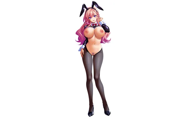 Girl, sexy, pink hair, erect nipples, long hair, legs, pussy, nipples