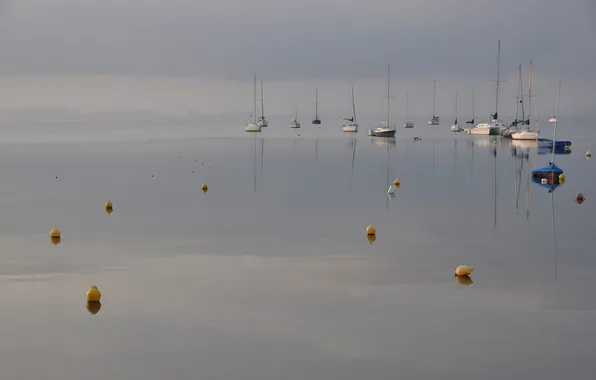 Landscape, lake, boats