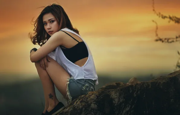 Picture girl, background, Asian