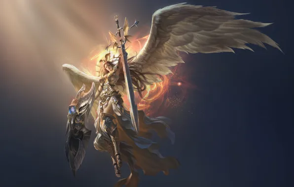 Girl, angel, spear, Victoria, League of Angels