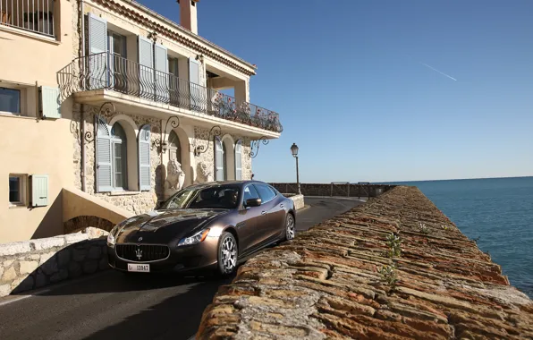 Picture sea, house, Maserati, Quattroporte