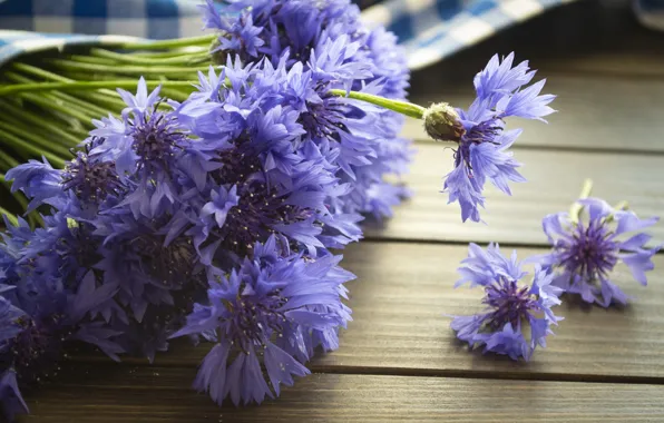 Flowers, Board, bouquet, lilac, cornflowers