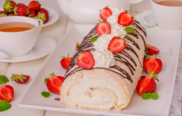 Picture berries, biscuit, cream, strawberry