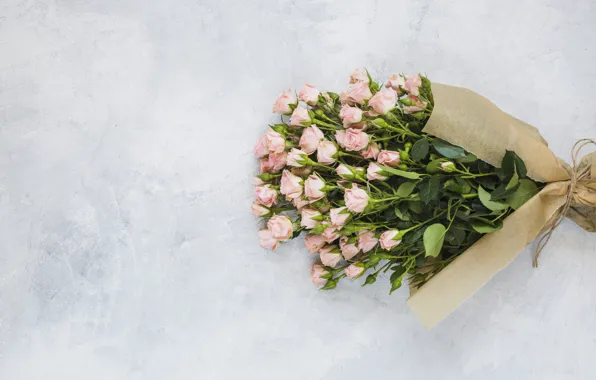 Picture grey, background, roses, bouquet