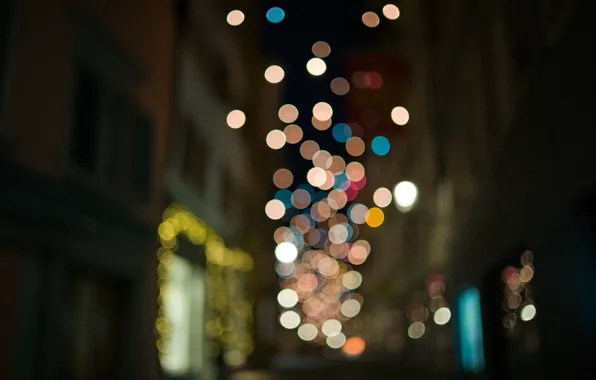 Picture the city, lights, street, bokeh