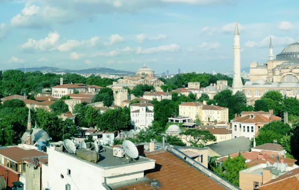 The city, building, Cathedral, Istanbul, Aya Sofia, PANORAMA