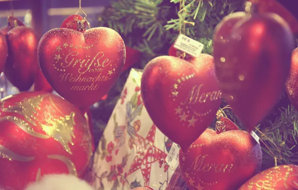 Toys, hearts, Christmas