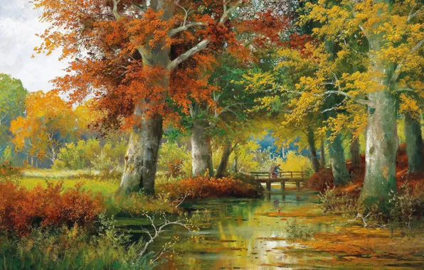Alois Arnegger, Autumn landscape, Austrian painter, Autumn Landscape, Austrian painter, oil on canvas, Alois Arnegger