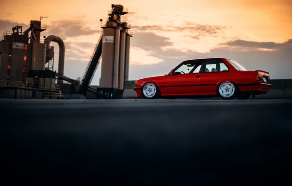 Picture red, plant, BMW, BMW, profile, red, E30, The 3 series