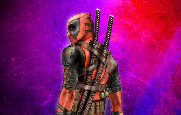 Picture Warrior, Deadpool, mask, swords, katanas