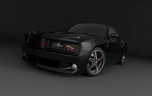 Black, muscle, Dodge Charger