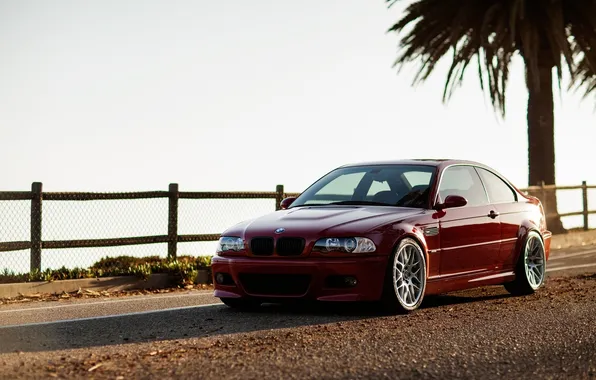 Picture the sky, sunset, red, Palma, bmw, BMW, shadow, the fence