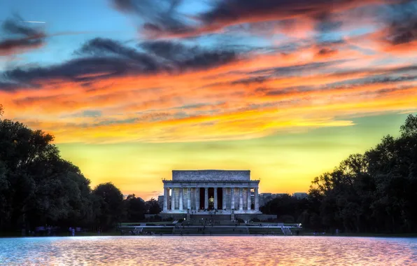 Picture the sky, sunset, the city, United States, Washington, District of Columbia